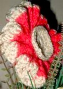 side view of crocheted poppy