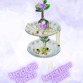 saucers and liquor glasses jewelry holder