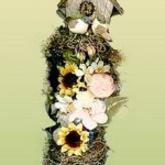 miniature bird box floral decoration