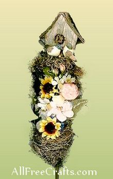 miniature bird box floral decoration