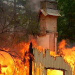 blazing house fire