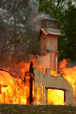 blazing house fire