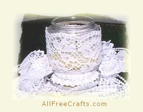 candle jar covered in lace
