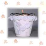 clay pot rose candle holder