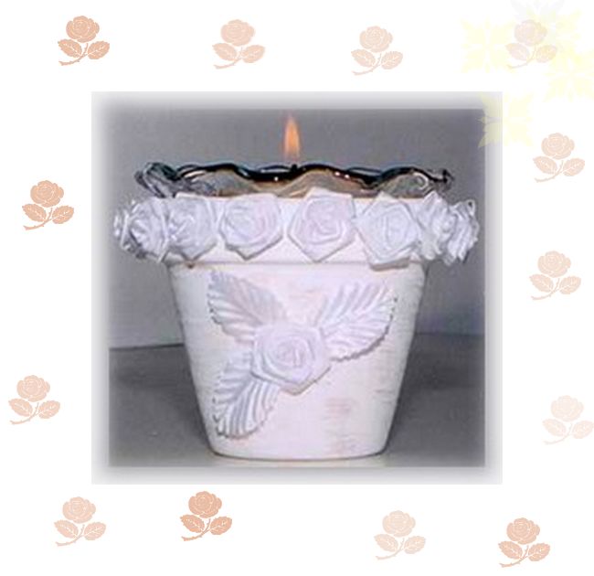 clay pot rose candle holder