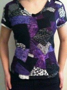 recycled fabric scraps t-shirt