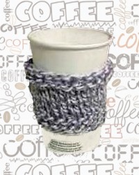 knitted coffee cozy