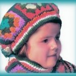 crocheted granny square hat for children