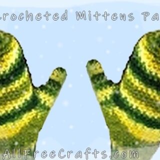 pair of crocheted mittens