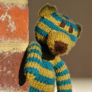 HAND KNITTED  12" STRIPE SCARF FOR YOUR TEDDY BEAR. 