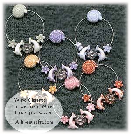 Simple Homemade Wine Glass Charms using Wire Rings and Beads