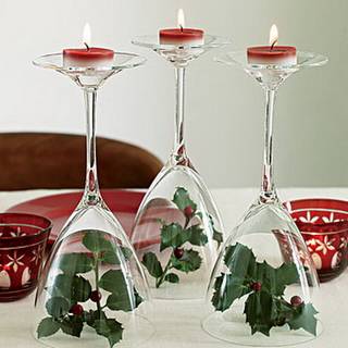 simple wine glass tea lights
