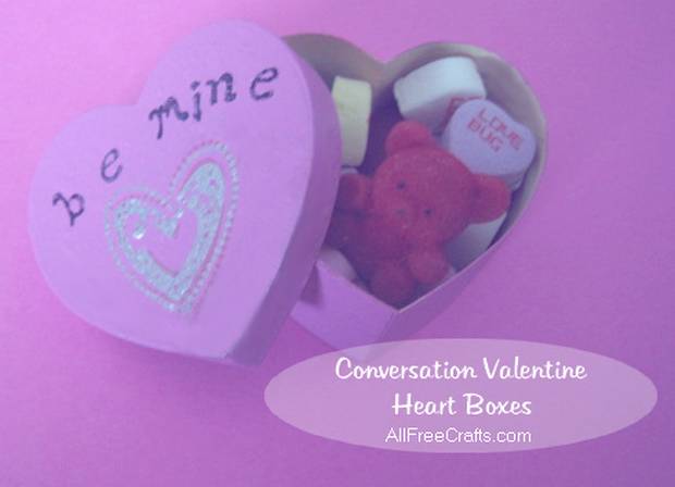 painted conversation heart box with alphabet stamps