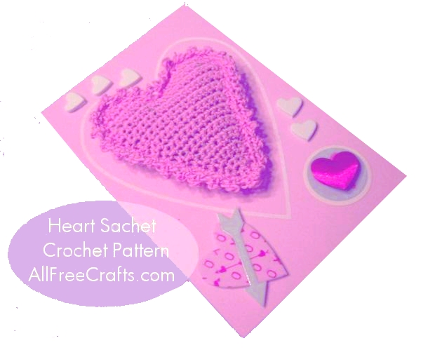 crocheted heart sachet