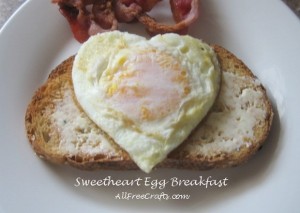 heart shaped fried egg on toast