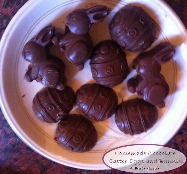 homemade chocolate Easter eggs and bunnies