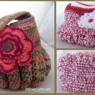 crocheted hobo bag in two colors