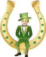 leprechaun sitting in a horse shoe