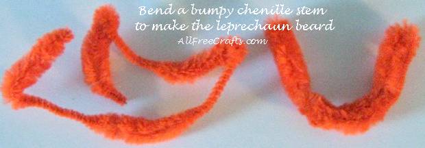 making a bumpy chenille stem into the leprechaun beard