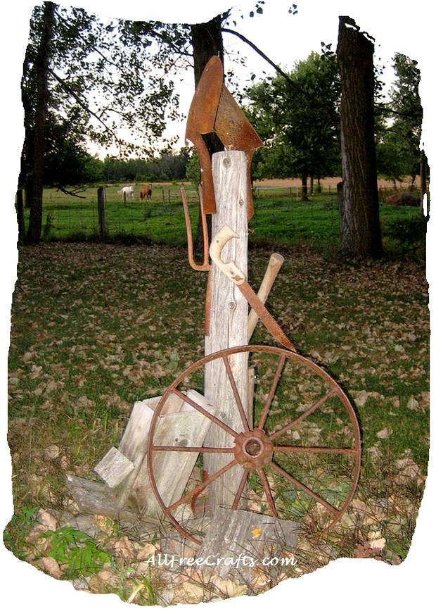 rusty tools garden art