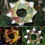 origami stars made from Christmas cards