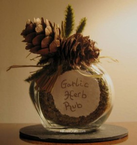 glass jar of homemade garlic herb rub