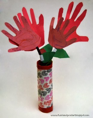 hand print flowers in vase