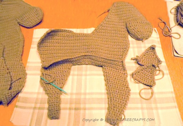crocheted horse sections