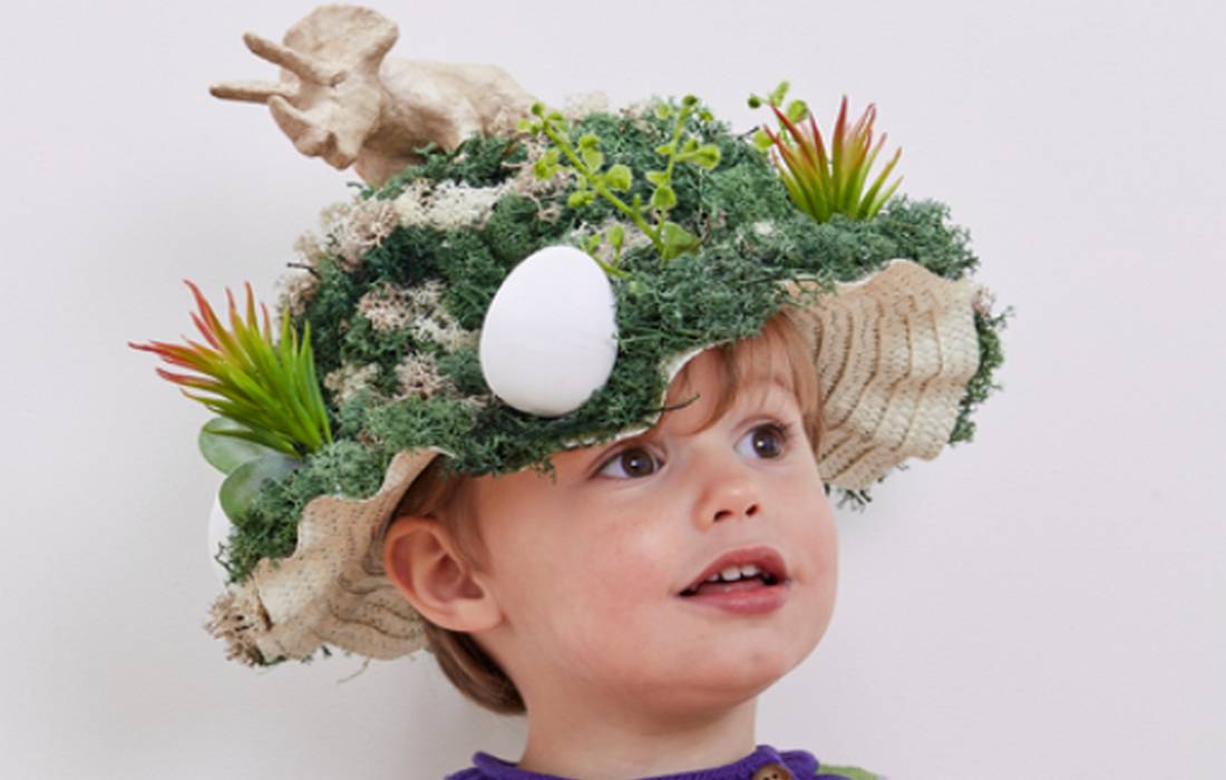 dinosaur straw Easter bonnet