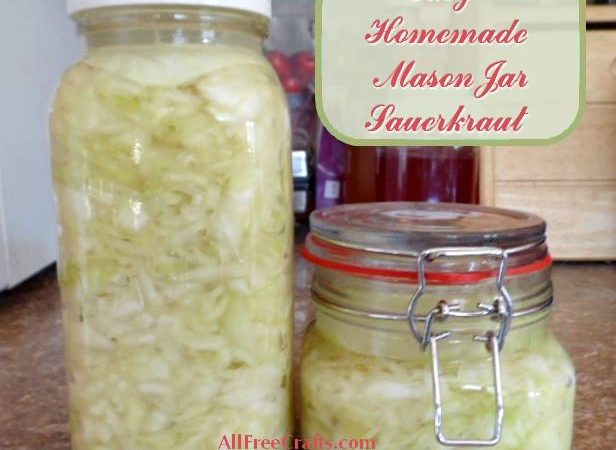 two mason jars of easy homemade sauerkraut