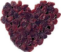 raisins arranged in heart shape