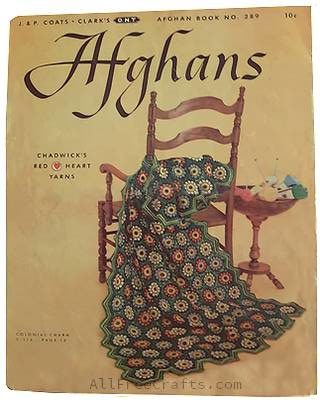 Original back cover of J&P Coats Clark Afghan Book No. 289