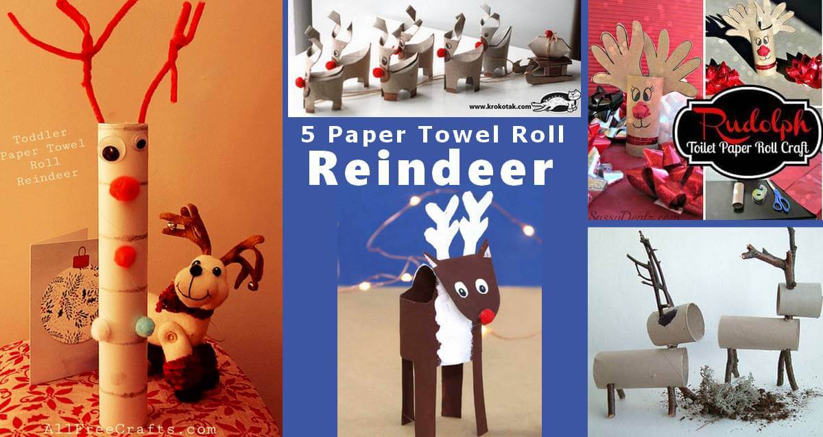 five paper towel roll reindeer crafts