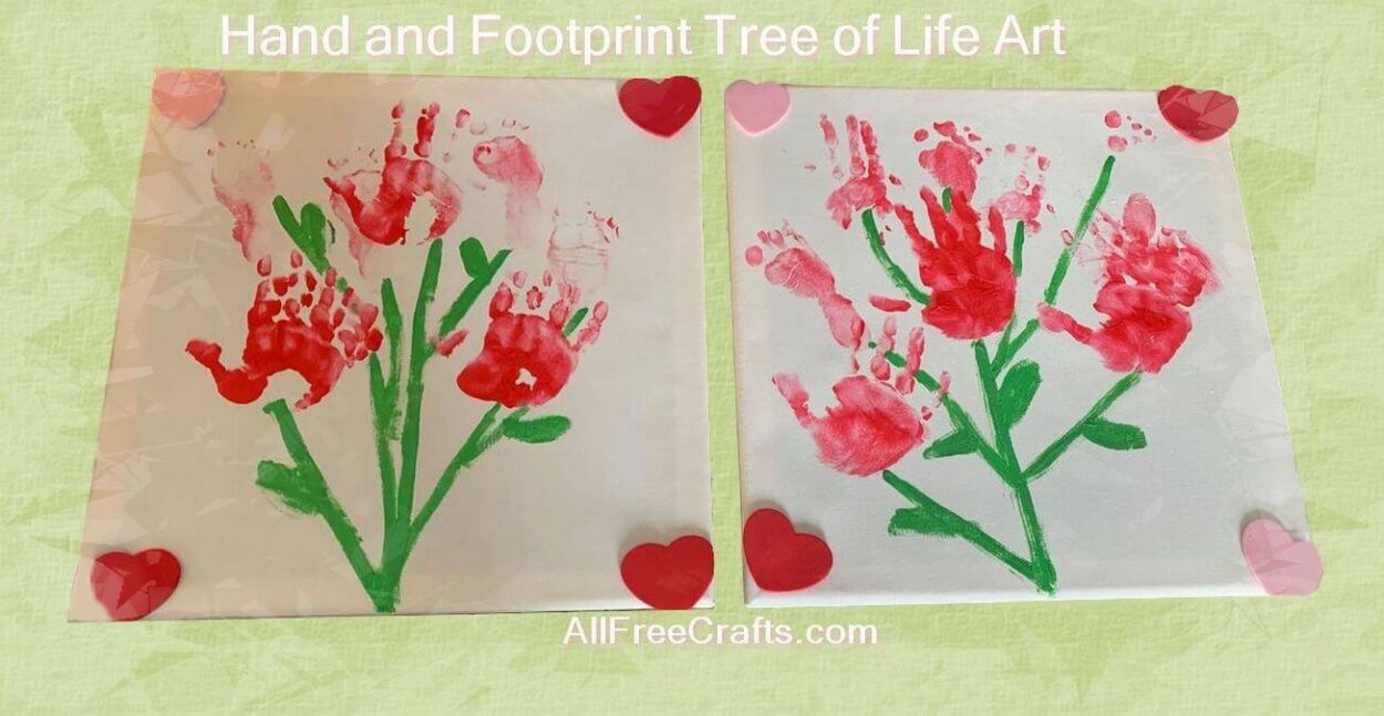 tree of life art made from children's hand and foot prints