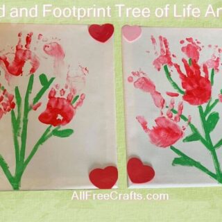 tree of life art made from children's hand and foot prints