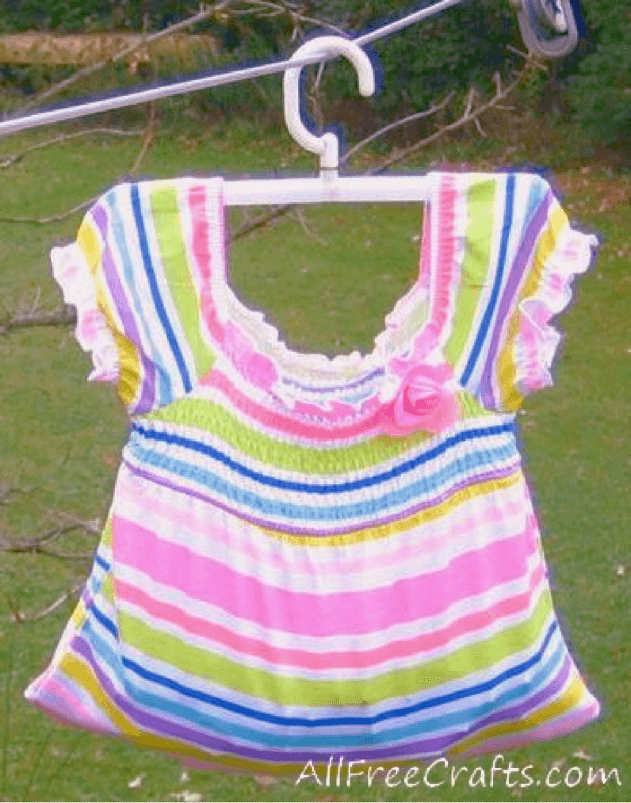 pretty peg bag made from a child's dress