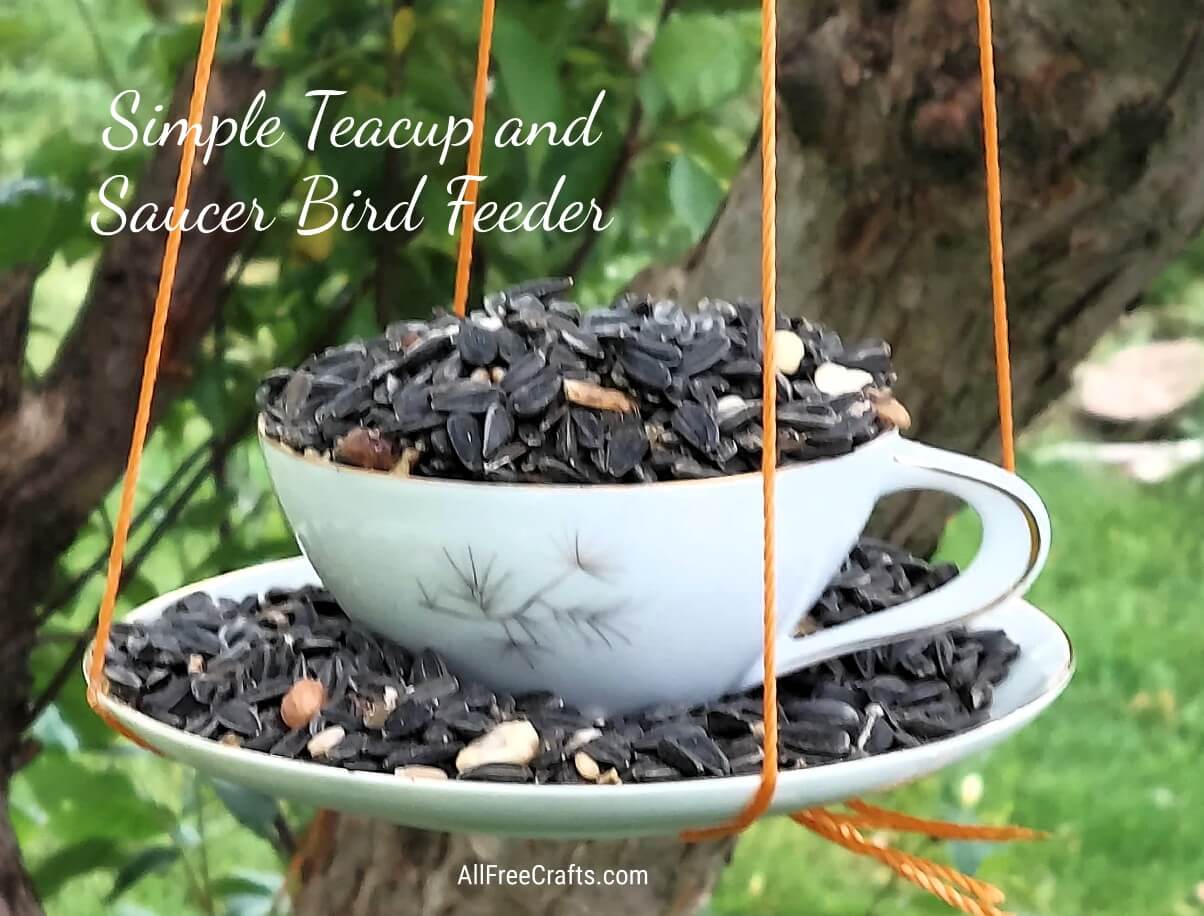 simple teacup and saucer bird feeder