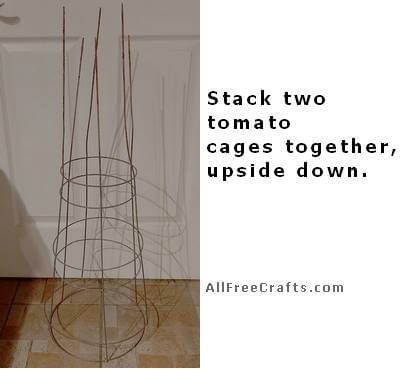 two tomato cages stacked together