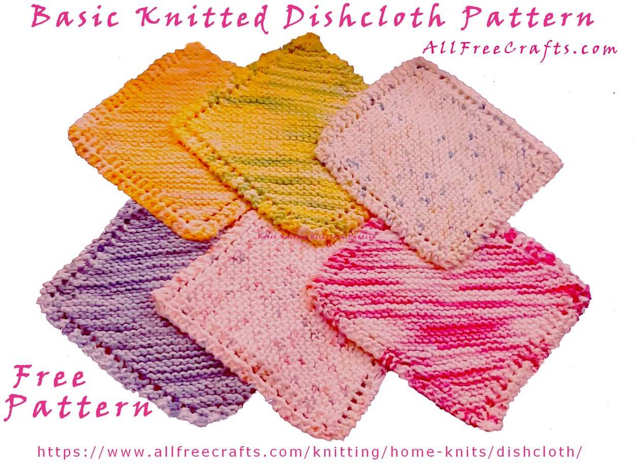 six hand knitted dishcloths is many colors