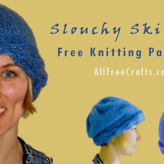 slouchy ski hat knitting pattern - front, back, side