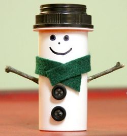 spray painted pill bottle snowman