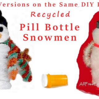 recycled pill bottle snowmen