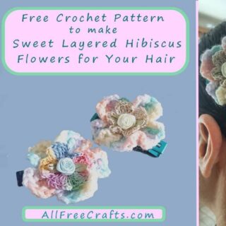 collage of crocheted hair clips