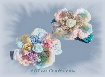 crocheted hibiscus flower hair clips