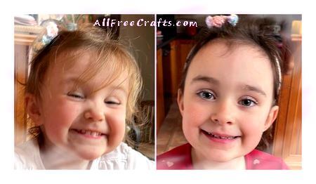 two happy girls wearing flower hair clips