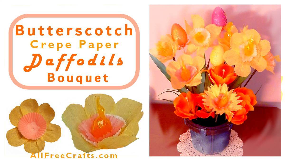 butterscotch crepe paper daffodils bouquet