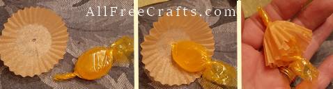 making butterscotch candy centers for paper daffodils