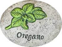 garden stepping stone decorated with oregano