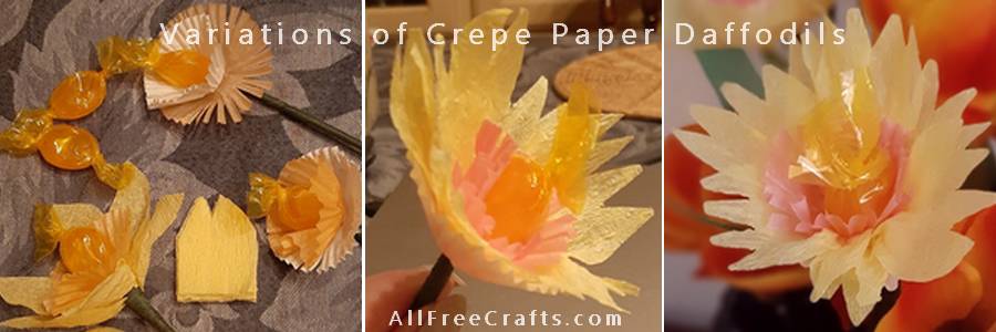 variations of crepe paper daffodils