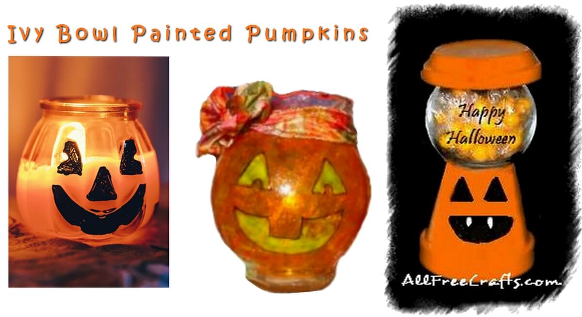 variations of glass painted pumpkins